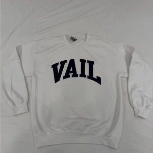 Gildan White Crewneck Sweater with Vail Print